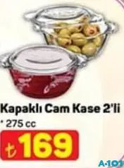 PAŞABAHÇE KAPAKLI CAM KASE 2'Lİ 275 ML